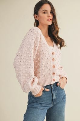 Pale Rose Popcorn Cardigan