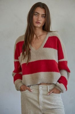 Red Taupe Wide Stripe