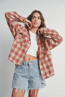Red Plaid Shirt Jacket