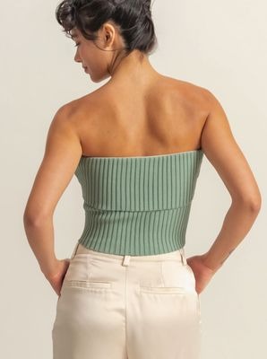 Sage Ribbed Tube Top
