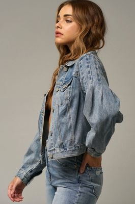 Puff Sleeve Denim Jacket