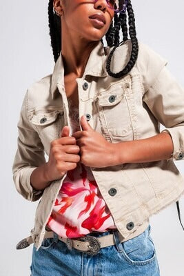Regina Beige Denim Jacket