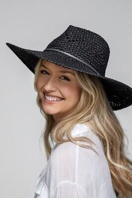 Black Wide Brim Panama Hat