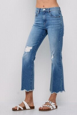 High Rise Scalloped Kick Flare