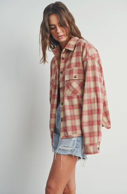 Red Plaid Shirt Jacket