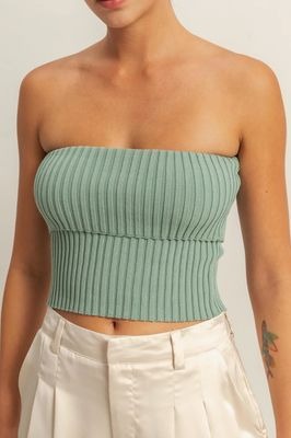 Sage Ribbed Tube Top