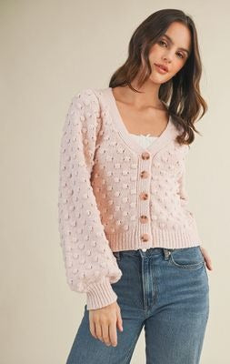 Pale Rose Popcorn Cardigan