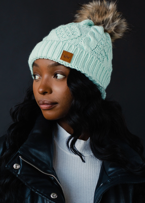 Pom Cable Knit Hat