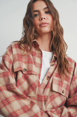 Red Plaid Shirt Jacket