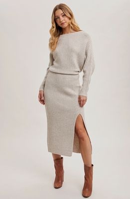 Oatmeal Off Shoulder Knit Dress