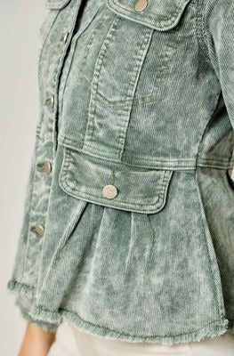Peplum Washed Green Jacket