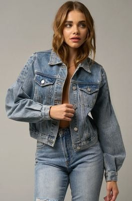 Puff Sleeve Denim Jacket