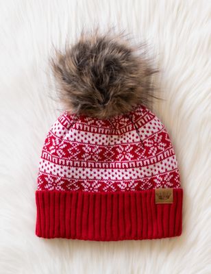 Red & White Winter Pom