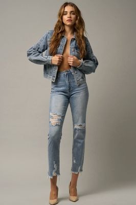 Puff Sleeve Denim Jacket