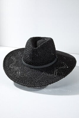 Black Wide Brim Panama Hat