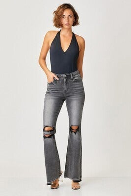 Risen Black Highrise Flare Jeans