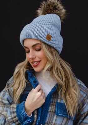 Pom Cable Knit Hat