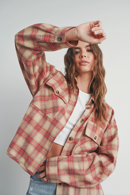 Red Plaid Shirt Jacket