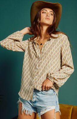 Geo Taupe Buttondown