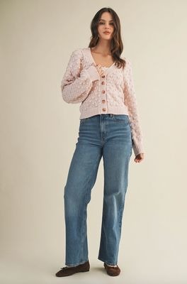 Pale Rose Popcorn Cardigan