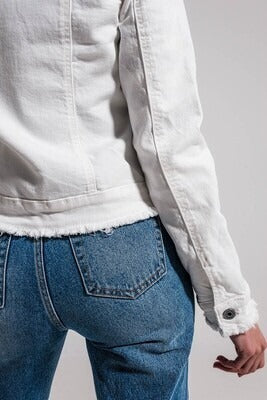 White Raw Edge Denim Jacket