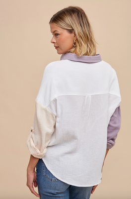 Colorblock Gauze Shirt