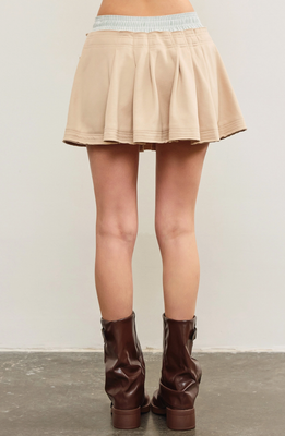 Beige Stripe Waistband Skort