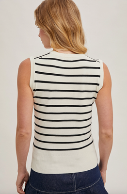 Black Striped Muscle Knit Tank