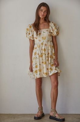 Cream Floral Mini Dress