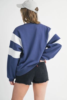 Varsity Stripe Sweatshirt Blue