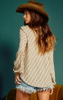 Geo Taupe Buttondown