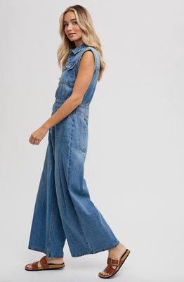 Denim Sleeveless Jumpsuit