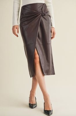Dried Date Knot Vegan Leather Skirt