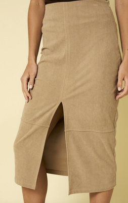Front Slit Corduroy Midi Skirt