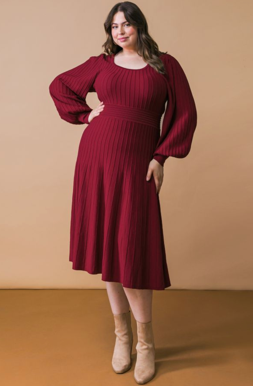 Curvy Burgundy Midi