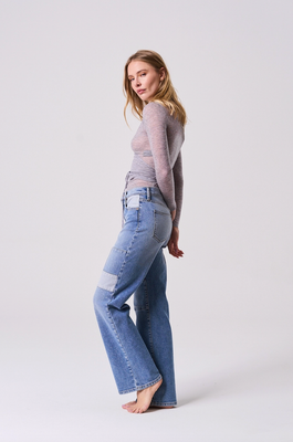 Colorblock Wide Straight Leg