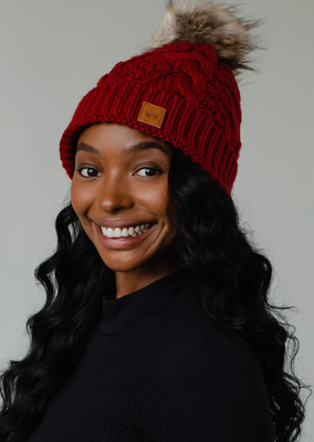 Pom Cable Knit Hat