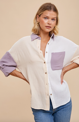 Colorblock Gauze Shirt