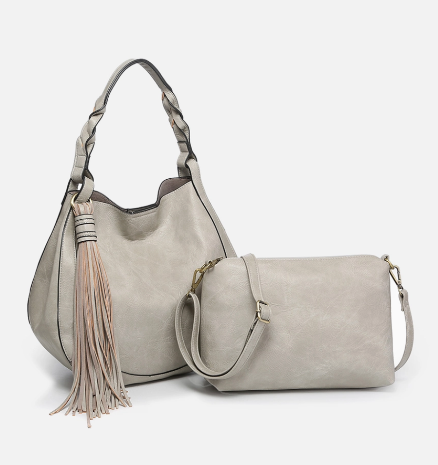 Eloise Tassel Hobo Lt Grey