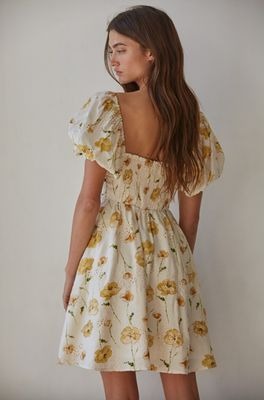 Cream Floral Mini Dress