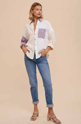 Colorblock Gauze Shirt