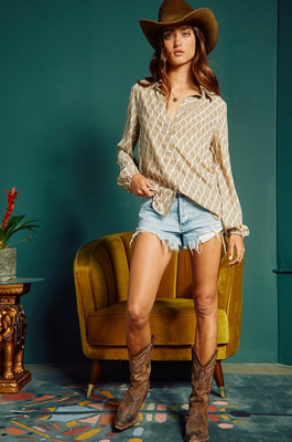 Geo Taupe Buttondown