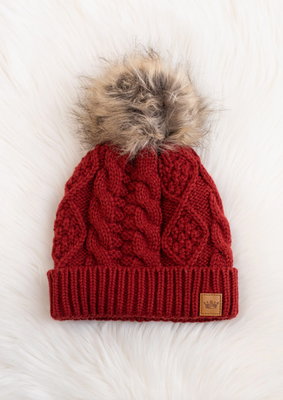 Pom Cable Knit Hat
