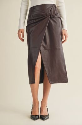 Dried Date Knot Vegan Leather Skirt