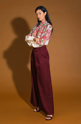 Burgundy Wide Leg Pants