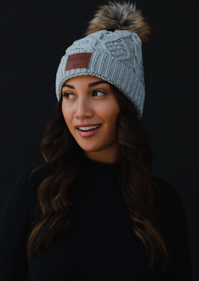 Pom Cable Knit Hat