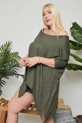 Curvy Olive Flare Tunic