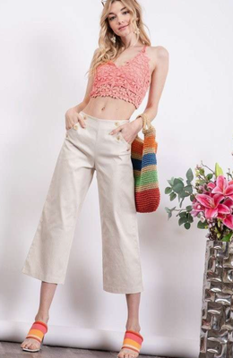 Beige Button Culottes