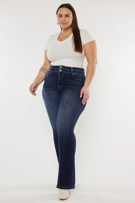 Curvy KC High Rise Double Button Skinny Bootcut