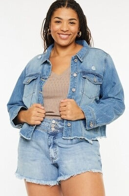 Curvy KC Fray Hem Jacket